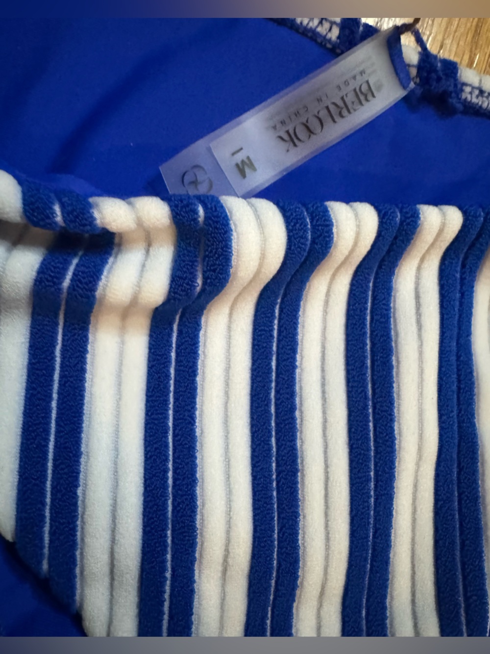 Striped Blue & White Underwire Bikini Set Sm Top MED BOTTOM - Picture 6 of 9